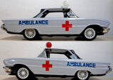 Nice AMBULANCE, Vintage Tin Litho Toy Car, Friction Powered, Siren & Moving Lights, Mint in box