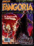 FANGORIA #1, GODZILLA, RARE Autographed signed by 50+ Horror, S-F Superstars, Christophe Lee, Elvira, George A. Romero, Bruce Campbell, Living Dead