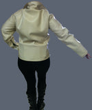 Swinging Sixties MOD White Vinyl Harley Davidson Motorcycle Jacket Emma Peel Marianne Faithful look