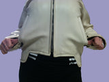 Swinging Sixties MOD White Vinyl Harley Davidson Motorcycle Jacket Emma Peel Marianne Faithful look