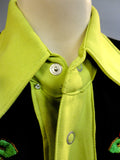 Spectacular Brilliant Lime Green ROCKABILLY Fifties Embroidered COWGIRL Top Western Shirt Small