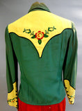 Nifty Green & Yellow Fifties COWGIRL Western embroidered Gab Shirt Small