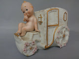 KEWPIE Doll, Vintage,Carriage Planter,KW2324B,Lefton,China,Hand Painted,bisque,Figurine,