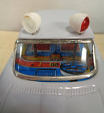 Nice AMBULANCE, Vintage Tin Litho Toy Car, Friction Powered, Siren & Moving Lights, Mint in box