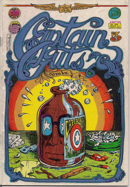CAPTAIN GUTS 3, Print Mint 3/1/1971, Larry Welz, Cherry Poptart,MATURE,Psychedelic Hippy Underground Comic,Captain America Super Hero Parody