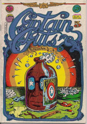 CAPTAIN GUTS 3, Print Mint 3/1/1971, Larry Welz, Cherry Poptart,MATURE,Psychedelic Hippy Underground Comic,Captain America Super Hero Parody
