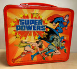 DC Comics, SUPER POWERS,Aladdin Metal Lunchbox,1983,Superman,Wonder Woman,Batman,Robin,Justice League, Gotham,Jerry Siegel, Joe Shuster,Dcu
