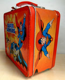 DC Comics, SUPER POWERS,Aladdin Metal Lunchbox,1983,Superman,Wonder Woman,Batman,Robin,Justice League, Gotham,Jerry Siegel, Joe Shuster,Dcu