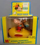 DISNEY TRICKY RIDER,Goofy,298, String Powered, Vintage Childs Toy, Walt Disney Productions,  Kohner Bros,Mickey Mouse Club, Push & Pull