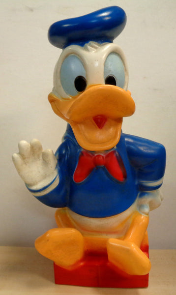DONALD DUCK Bank, Vintage, Plastic Vinyl Figure, Walt Disney Productions,Play Pal Plastics, Animated Movie, Cartoon Character Child's Toy