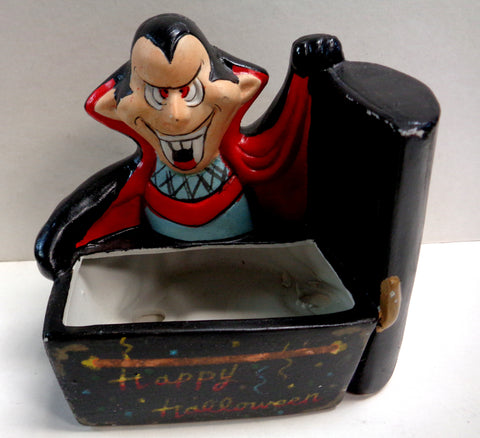 1989, Cute DRACULA Kitchy VAMPIRE Planter,or Trinket box, or HALLOWEEN Candy Dispenser, Design House Inc