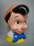 Walt Disney's PINOCCHIO, Bank, Vintage, Plastic Vinyl Figure, Walt Disney Productions,Play Pal Plastics, Animated Movie, Cartoon Character Child's Toy