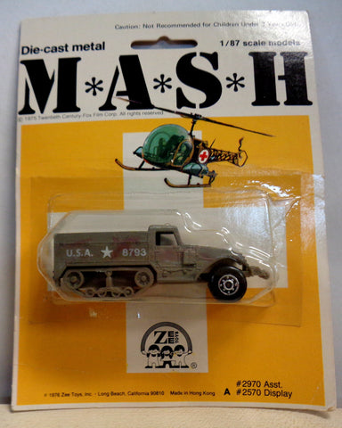 MASH 4077 TV Series,1/87 scale,Die Cast Metal,1976,Half-Track Truck,Mint in Package,NRFB,Zee Toys,Mobile Army Surgical Hospital,M*A*S*H