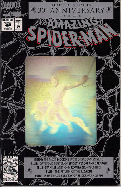 Marvel Comics,AMAZING SPIDER-MAN 365,1992,John Romita,Stan Lee,30th Anniversary,Hologram,1st Spider-Man 2099,Venom,Carnage,Peter Parker