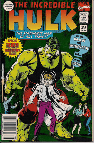 Marvel Comics,INCREDIBLE HULK 393,1992 30th Anniversary,Green Foil Cover,1st Mysterio,X-FACTOR,Herb Trimpe,Peter David,Dale Keown,mcu