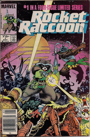 Marvel Comics,ROCKET RACCOON 1 of 4,Mike Mignola,Newsstand UPC Cover,1985,Guardians of the Galaxy,Marvel Cinematic Universe