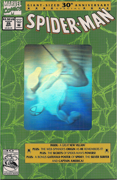 Marvel Comics,SPIDER-MAN 26,1992,30th Anniversary,Hologram Cover,Spider-Man,Silver Surfer,Captain America Poster,Peter Parker