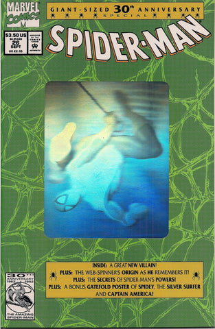 Marvel Comics,SPIDER-MAN 26,1992,30th Anniversary,Hologram Cover,Spider-Man,Silver Surfer,Captain America Poster,Peter Parker