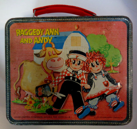 RAGGEDY ANN and ANDY,Very Nice,Vintage Metal Lunchbox,1973,Aladdin, Johnny Gruelle,Bobs-Merrill,Doll Collectible