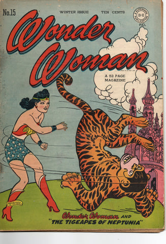 WONDER WOMAN #15, December 1945, DC Comics Golden Age, Gal Gadot, William Moulton Marston,H G Peters,Original feminist Superhero comic