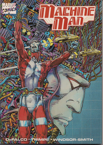 MACHINE MAN Tom DeFalco, Herb Trimpe, Barry Windsor-Smith, Cyberpunk,SciFi,GN,Trade paperback,Comic Book,Reprint Collection,First Edition.