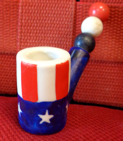 SCARCE, Americana,US Flag,Stars & Stripes,Vintage,by Roach Works,Ceramic Novelty Pipe,Very Nice,Unused  Hippie,Political Satire,Pop Culture Artifact