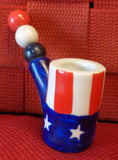 SCARCE, Americana,US Flag,Stars & Stripes,Vintage,by Roach Works,Ceramic Novelty Pipe,Very Nice,Unused  Hippie,Political Satire,Pop Culture Artifact