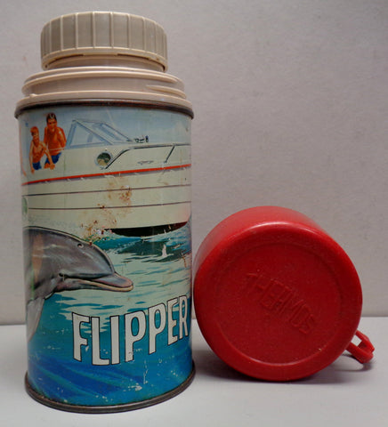 Uncommon,1966, FLIPPER,Vintage Thermos,Bottle #2822,Ivan Tors Films,Metro Goldwyn Mayer,Cult TV Show,King Seeley Thermos,bottle-nose dolphin