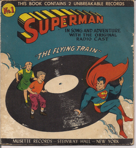 DC Comics SUPERMAN, 1947,The Flying Train, Record Set, Musette Records, Bud Collyer, Siegel & Joe Shuster,National Periodical Publications