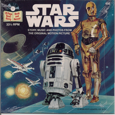 STAR WARS, 1979, SEALED, Lucas Films,Disney,Kids, Childrens, Story Book & Record, 7", 33 1/3 rpm, ep, C-3PO, R2D2,