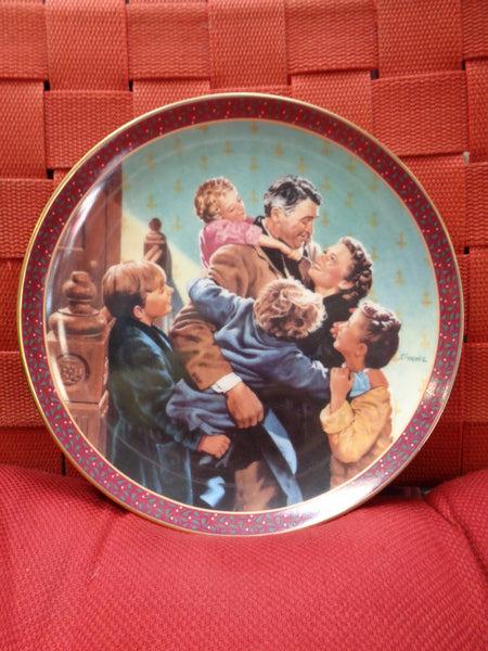 JAMES STEWART, Its A Wonderful Life, Welcome Home,1995,Diane Sivavec,Bradford Exchange,Ceramic,Limited Edition Collectors Plate,Frank Capra