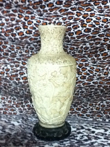 40's / 50's Asian motif plaster white Kitsch Vase