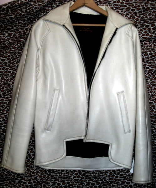Swinging Sixties MOD White Vinyl Harley Davidson Motorcycle Jacket Emma Peel Marianne Faithful look