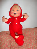 Large Vintage ANNALEE Christmas Baby or Elf in Red Long Johns or Union Suit