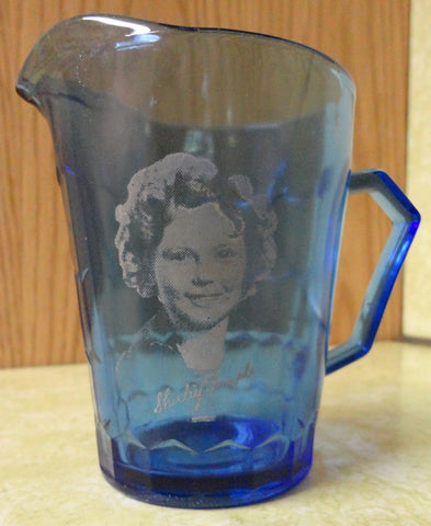 Vintage Hazel Atlas SHIRLEY TEMPLE Cobalt Blue Glass Creamer General Mills Wheaties Premium