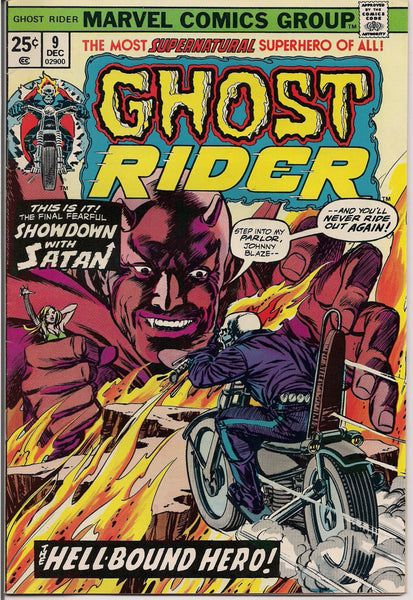 GHOST RIDER #9 1974 Marvel Comics Jim Mooney Motorcycle Supernatural Super-Hero VG