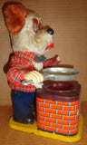 Battery Operated BURGER CHEF 1960s mechanical tin litho & plush toy DOG