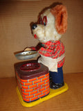 Battery Operated BURGER CHEF 1960s mechanical tin litho & plush toy DOG