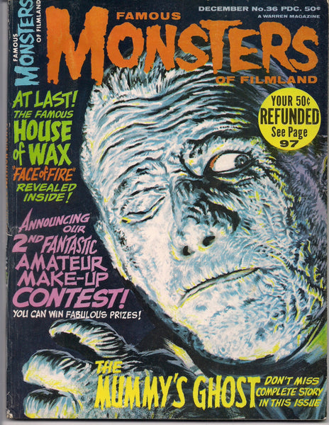 FAMOUS MONSTERS of Filmland #36 1965 Warren Pub Univesal Studios MUMMY Lugosi Karloff Lon Chaney Frankenstein Dracula King Kong