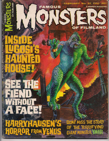 FAMOUS MONSTERS of Filmland #37 1966 Warren Pub Ray Harryhausen YMIR Lugosi Karloff Lon Chaney Frankenstein Dracula Mummy King Kong