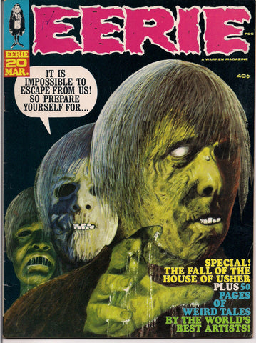EERIE # 20 1968 Horror Comic Magazine Warren Pub Reed Crandall Edgar Allan Poe The Fall Of The House Of Usher John Severin