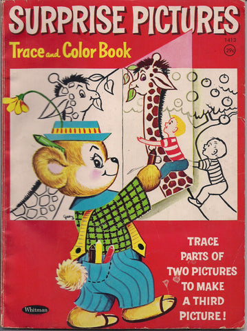 SURPRISE PICTURES Trace & Color Children's Coloring Book Whitman 1967 Kinda funny