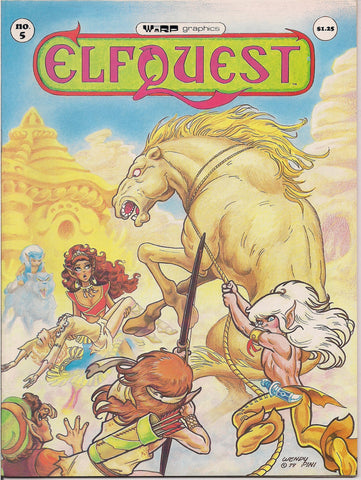 ELFQUEST #5 Wendy Pini 1979 WARP Graphics Elves Wolf Trolls Cutter Wolfriders Fantasy B & W Comic Book Magazine