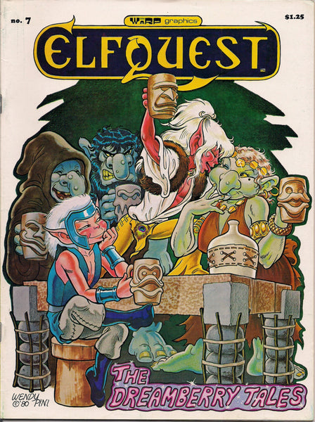 ELFQUEST #7 Wendy Pini 1980 WARP Graphics Elves Wolf Trolls Cutter Wolfriders Fantasy B & W Comic Book Magazine