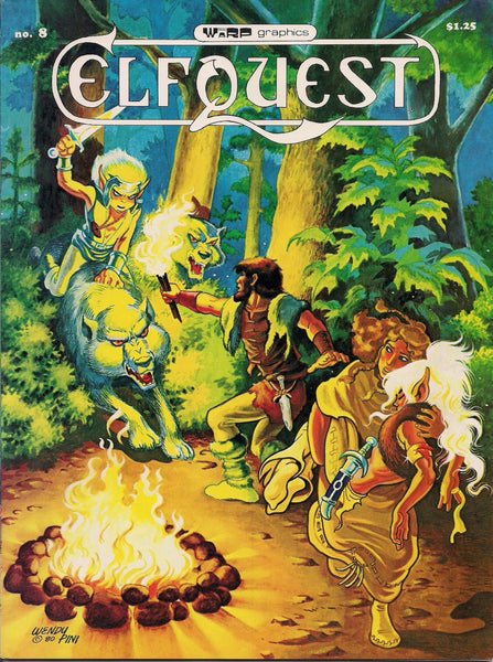 ELFQUEST #8 Wendy Pini 1980 WARP Graphics Elves Wolf Trolls Cutter Wolfriders Fantasy B & W Comic Book Magazine