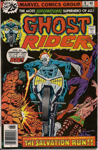 Marvel Comics GHOST RIDER #18 Supernatural Cult Hero The CHAMPIONS Tony Isabella Frank Robbins Thing Spiderman Hercules Black Widow Angel