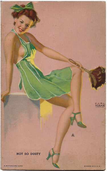Original 1940s EARL MORAN Not So Dusty MUTOSCOPE Arcade card "Hotcha Girls" series