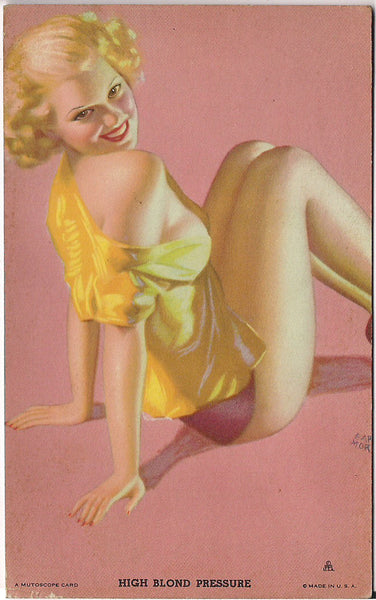 Rare Original 1940s EARL MORAN High Blond Pressure MUTOSCOPE Arcade card Cheesecake Pinup series