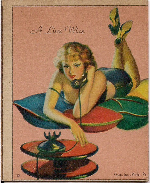 Rare Original American Beauties "A Live Wire" 1940s Chessecake PinUp GUM CARD Gum, Inc. Philadelphia Pennsylvania