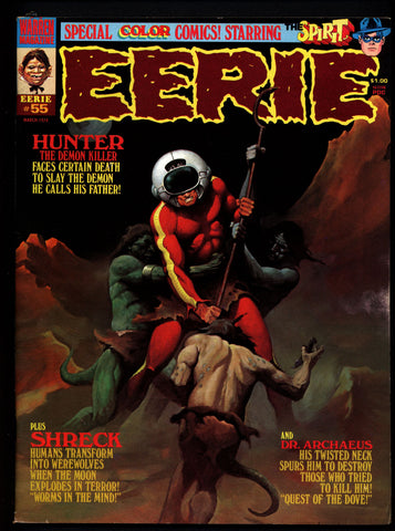 EERIE #55 Will Eisner 1946 SPIRIT in Color The HUNTER Dracula Schreck Doctor Archaeus Vintage Classic Horror Comic Warren Magazine